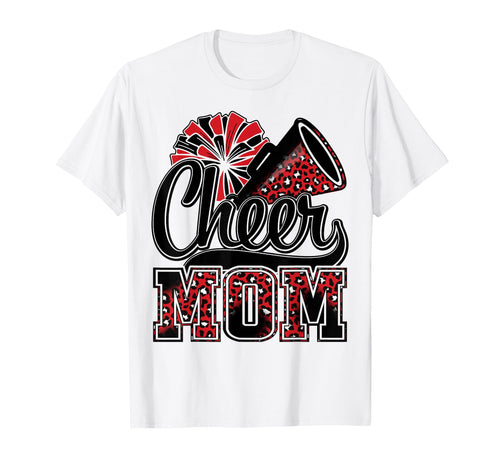 Cheer Mom Red Leopard Cheerleader T-Shirt - Custom Art Print for Adults - T-Shirt, Sweatshirt, Hoodie