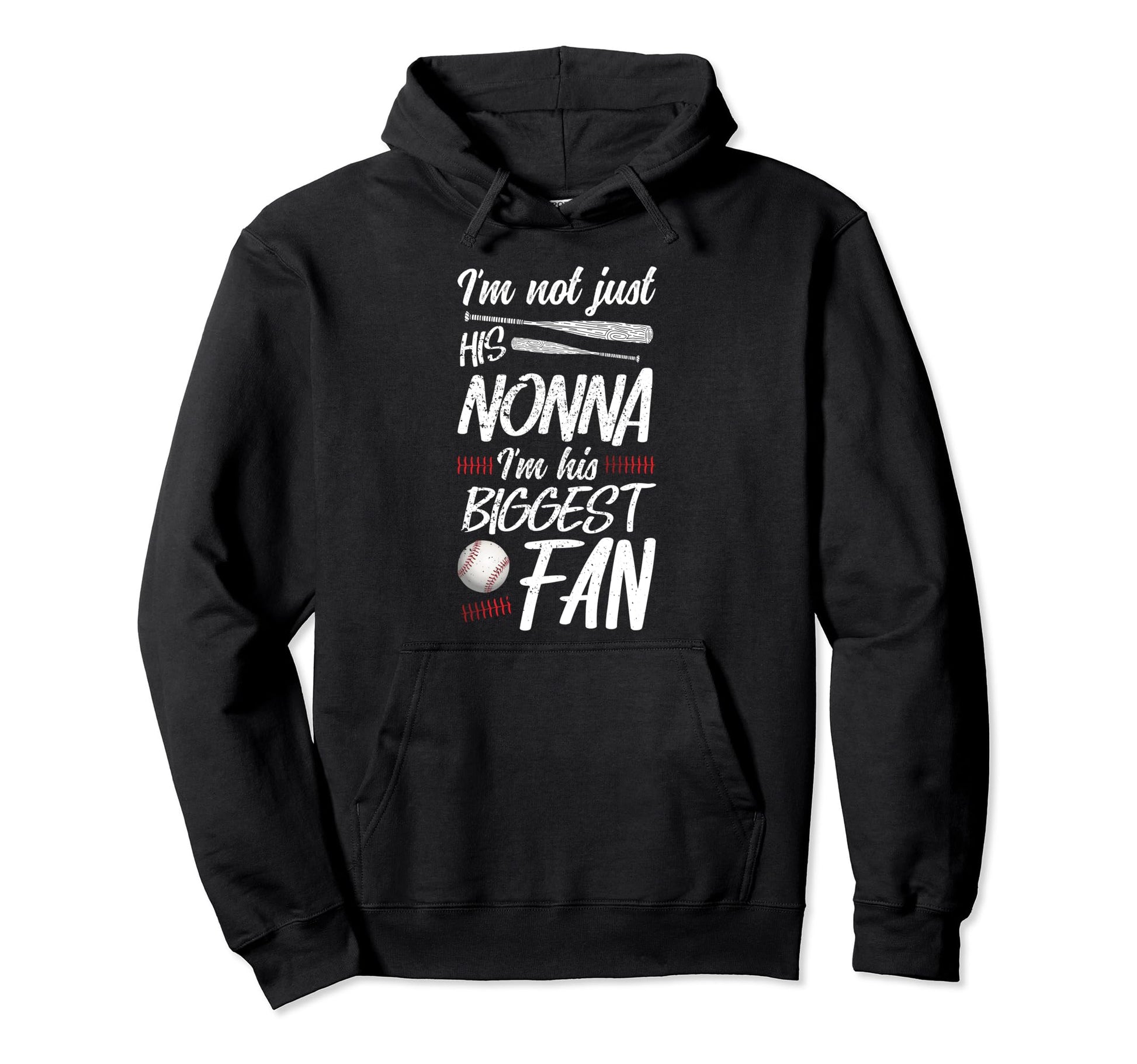 His Biggest Fan Baseball Nonna Baseball Hoodie - Novelty Apparel Unisex - T-Shirt, Sweatshirt, Hoodie