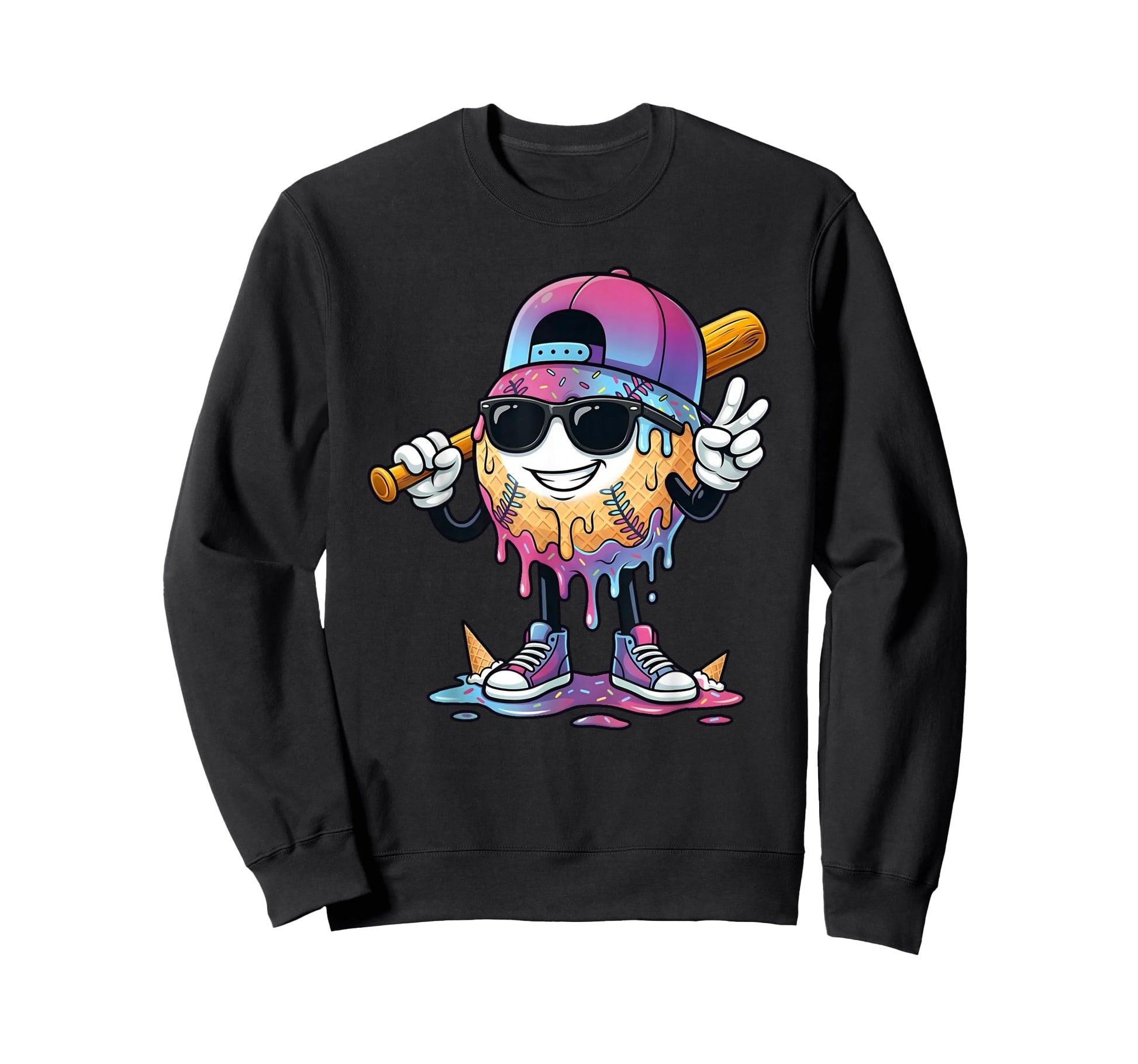 Baseball Drip Ice Cream Drip Sweatshirt - Trendy Graphic Men Women - T-Shirt, Sweatshirt, Hoodie