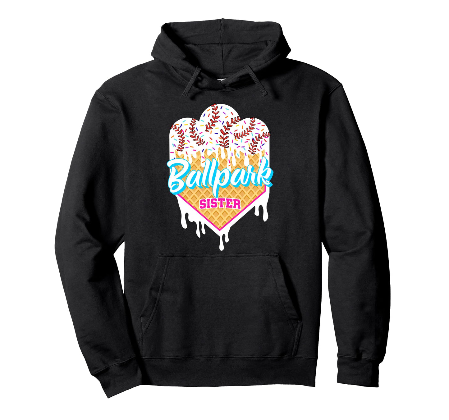 Baseball Drip Ballpark Sister Ice Cream Hoodie - Unique Graphic for Adults - T-Shirt, Sweatshirt, Hoodie