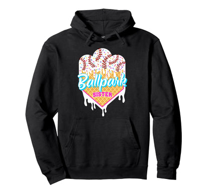 Baseball Drip Ballpark Sister Ice Cream Hoodie - Unique Graphic for Adults - T-Shirt, Sweatshirt, Hoodie