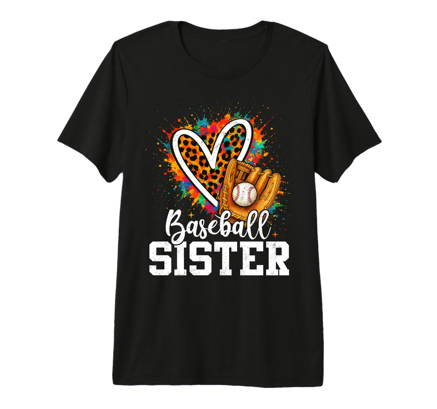 Baseball Sister Leopard Heart Tri Blend T-Shirt - Aesthetic Graphic Unisex - T-Shirt, Sweatshirt, Hoodie