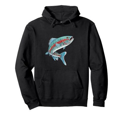 Rainbow Trout Fishing Hoodie - Minimalist Print Men Women - T-Shirt, Sweatshirt, Hoodie