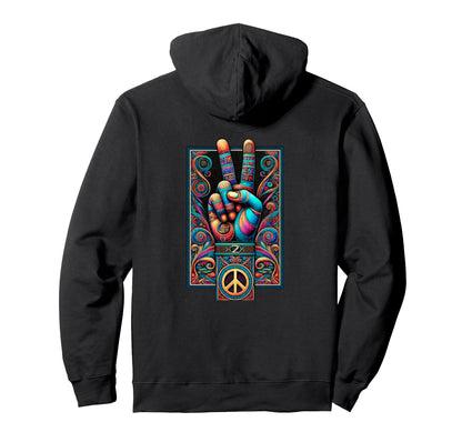 Peace Sign Fingers Vibrant Tattoo Hoodie - Fun Novelty Design for Adults - T-Shirt, Sweatshirt, Hoodie
