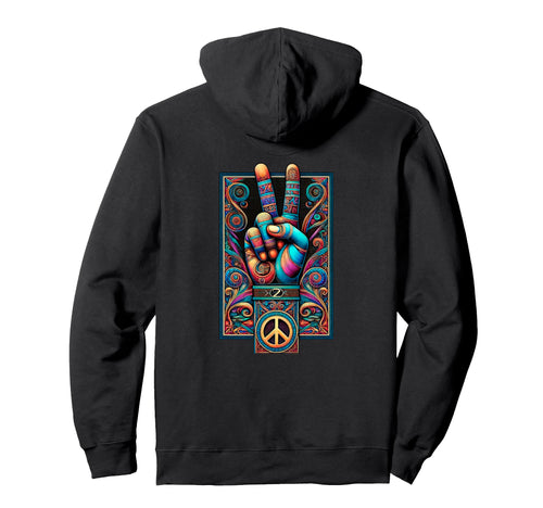 Peace Sign Fingers Vibrant Tattoo Hoodie - Fun Novelty Design for Adults - T-Shirt, Sweatshirt, Hoodie