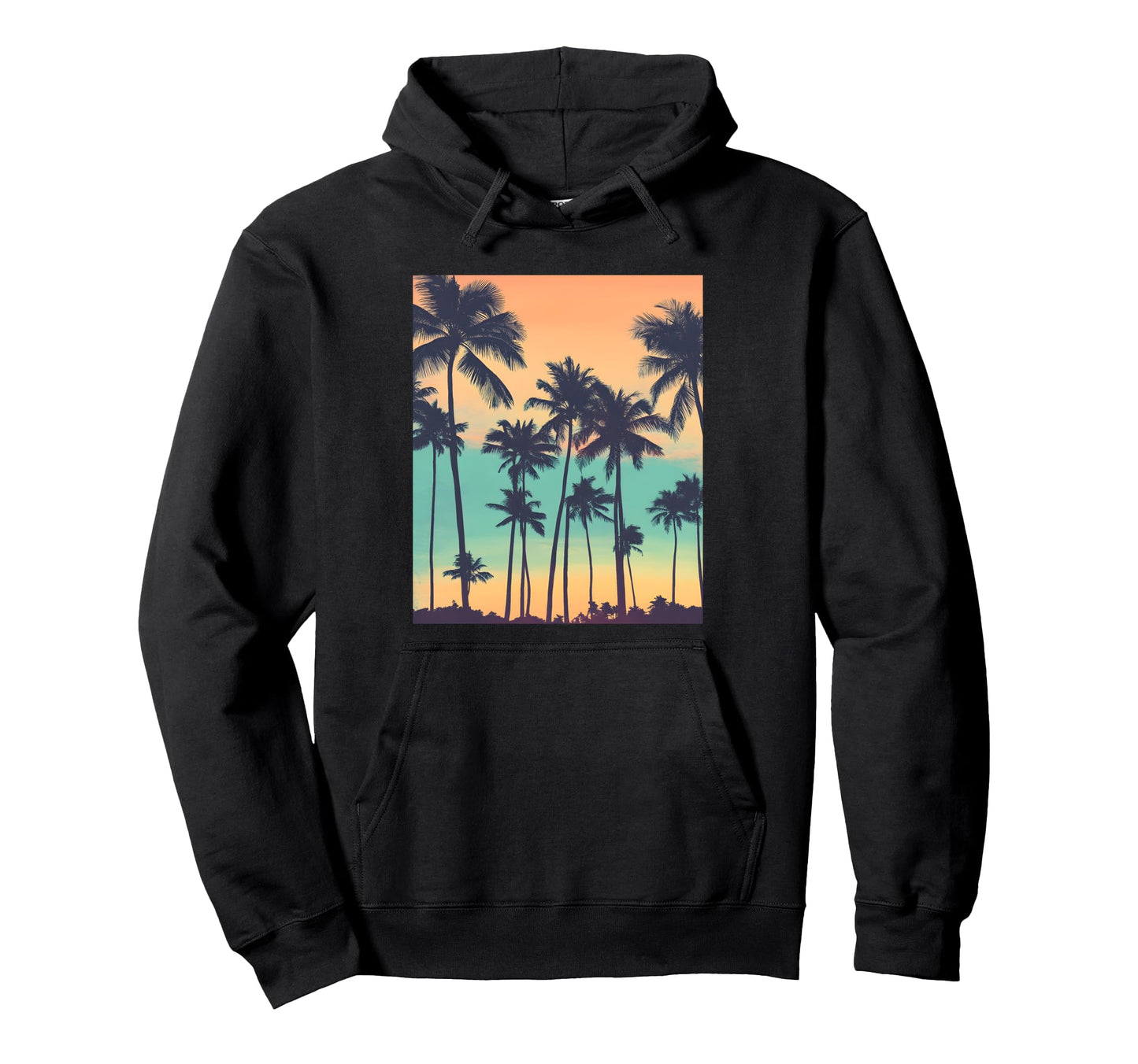 Color Photo Palm Trees Sunset Island Hoodie - Trendy Graphic Unisex - T-Shirt, Sweatshirt, Hoodie