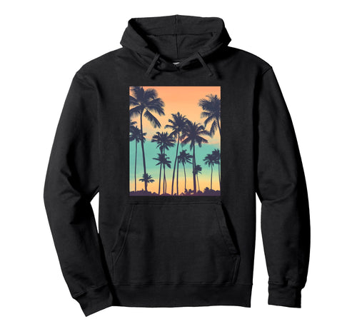 Color Photo Palm Trees Sunset Island Hoodie - Trendy Graphic Unisex - T-Shirt, Sweatshirt, Hoodie