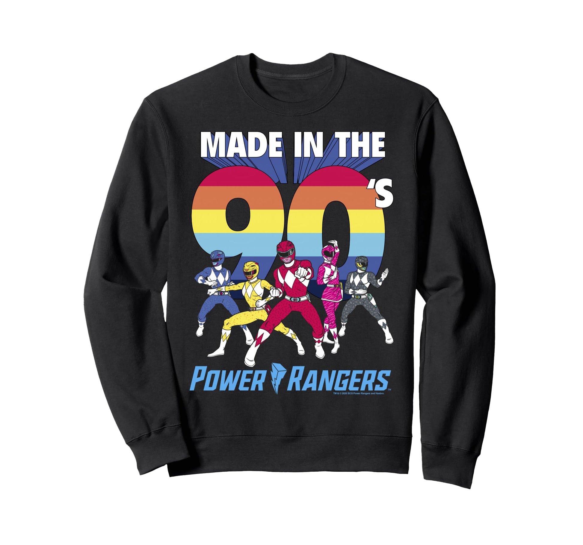 Power Rangers Made 90S Rainbow Sweatshirt - Graphic Print for Adults - T-Shirt, Sweatshirt, Hoodie