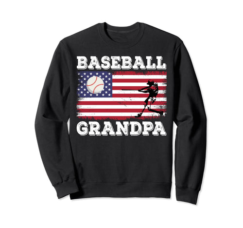 American Flag Baseball Grandpa Sweatshirt - Novelty Apparel for Adults - T-Shirt, Sweatshirt, Hoodie