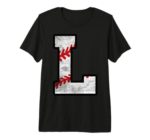Distressed Baseball Letter L Tri Blend T-Shirt - Custom Art Print Unisex - T-Shirt, Sweatshirt, Hoodie