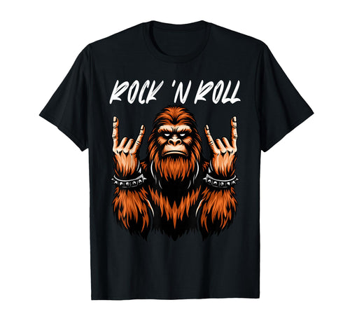 Rock N Roll Bigfoot Sasquatch Yeti T-Shirt - Aesthetic Graphic for Adults - T-Shirt, Sweatshirt, Hoodie