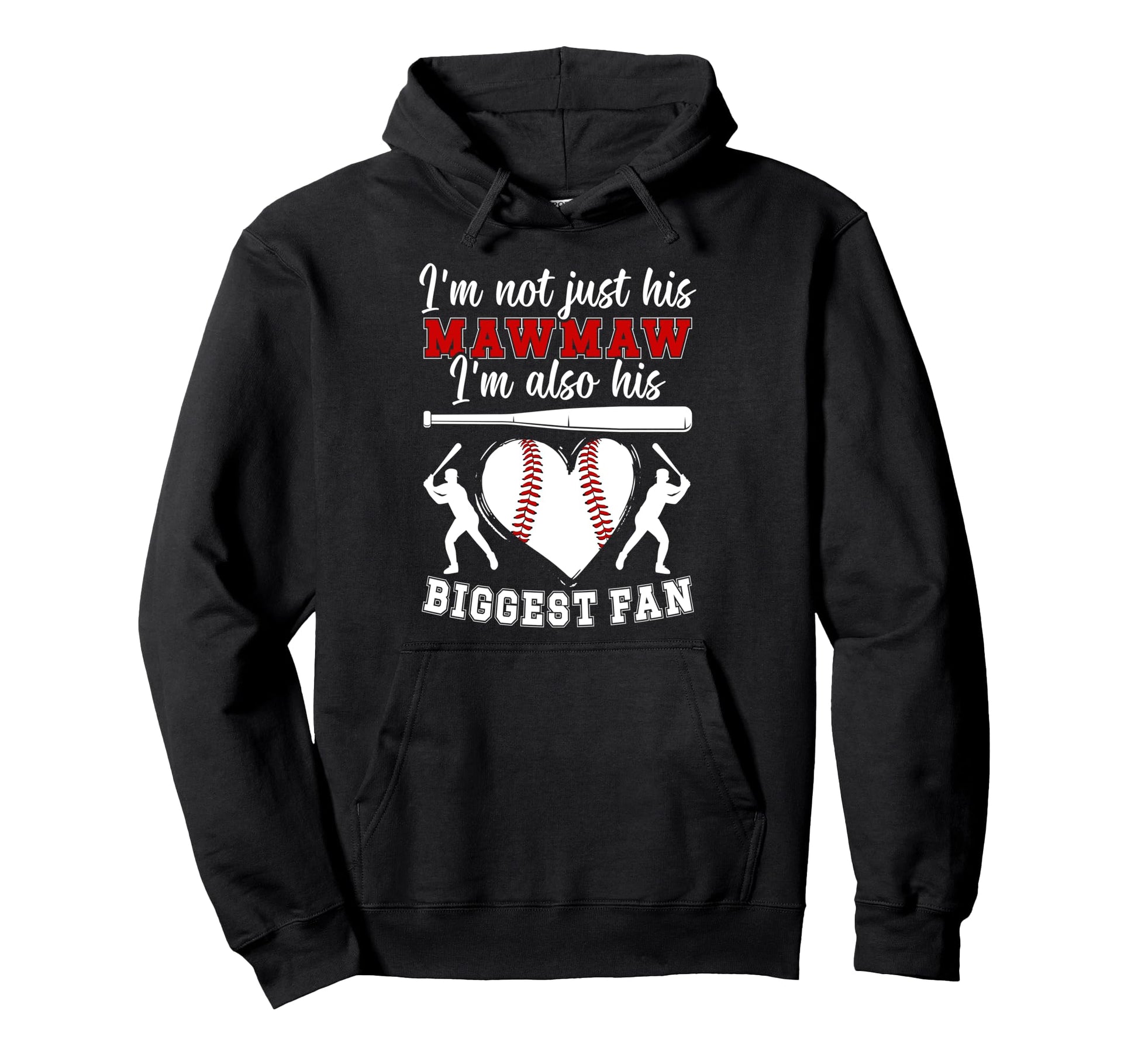 His Biggest Fan Baseball Mawmaw Hoodie - Trendy Graphic for Adults - T-Shirt, Sweatshirt, Hoodie