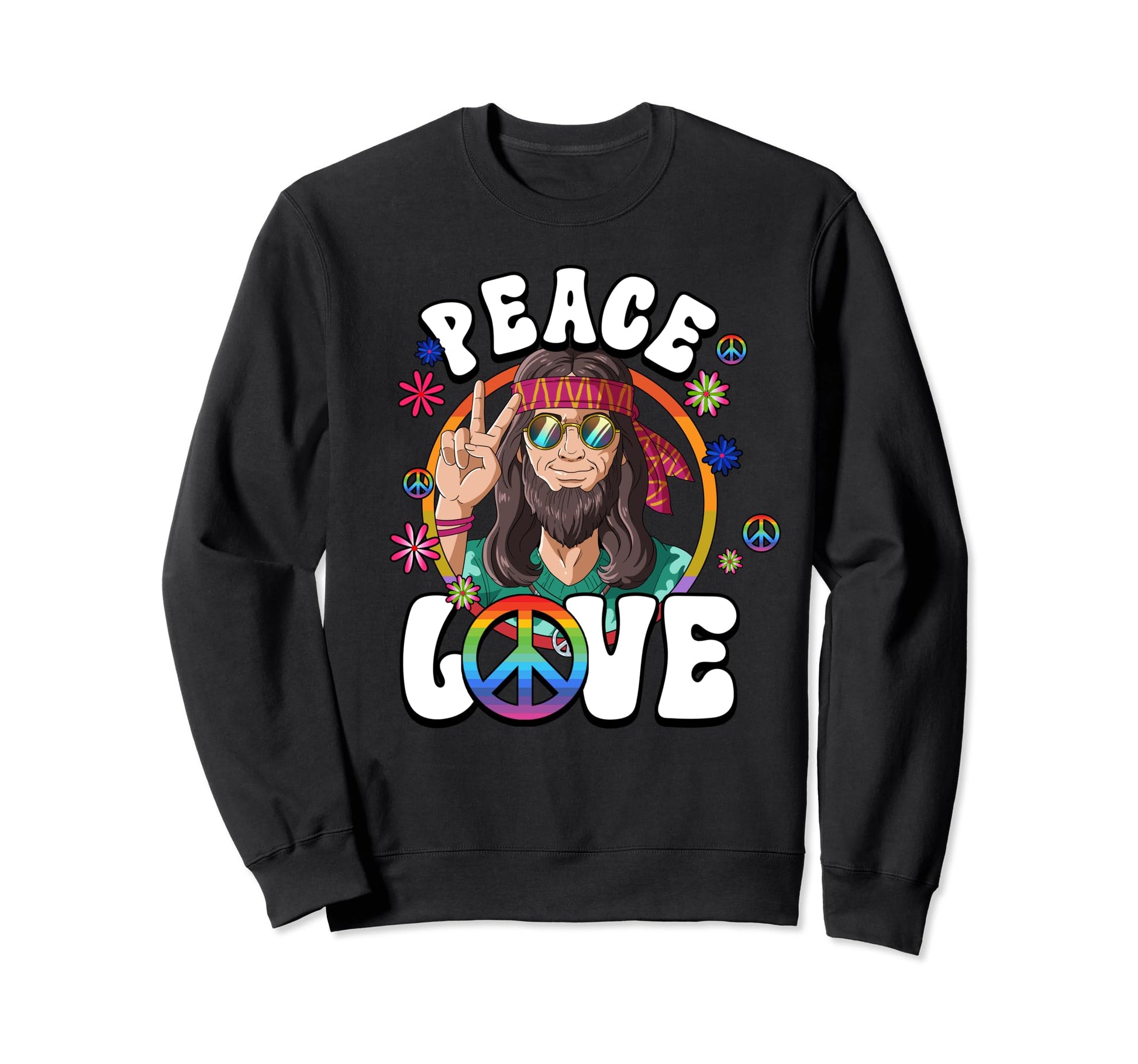 60S 70S Costume Peace Love Hippie Sweatshirt - Streetwear Style Men Women - T-Shirt, Sweatshirt, Hoodie