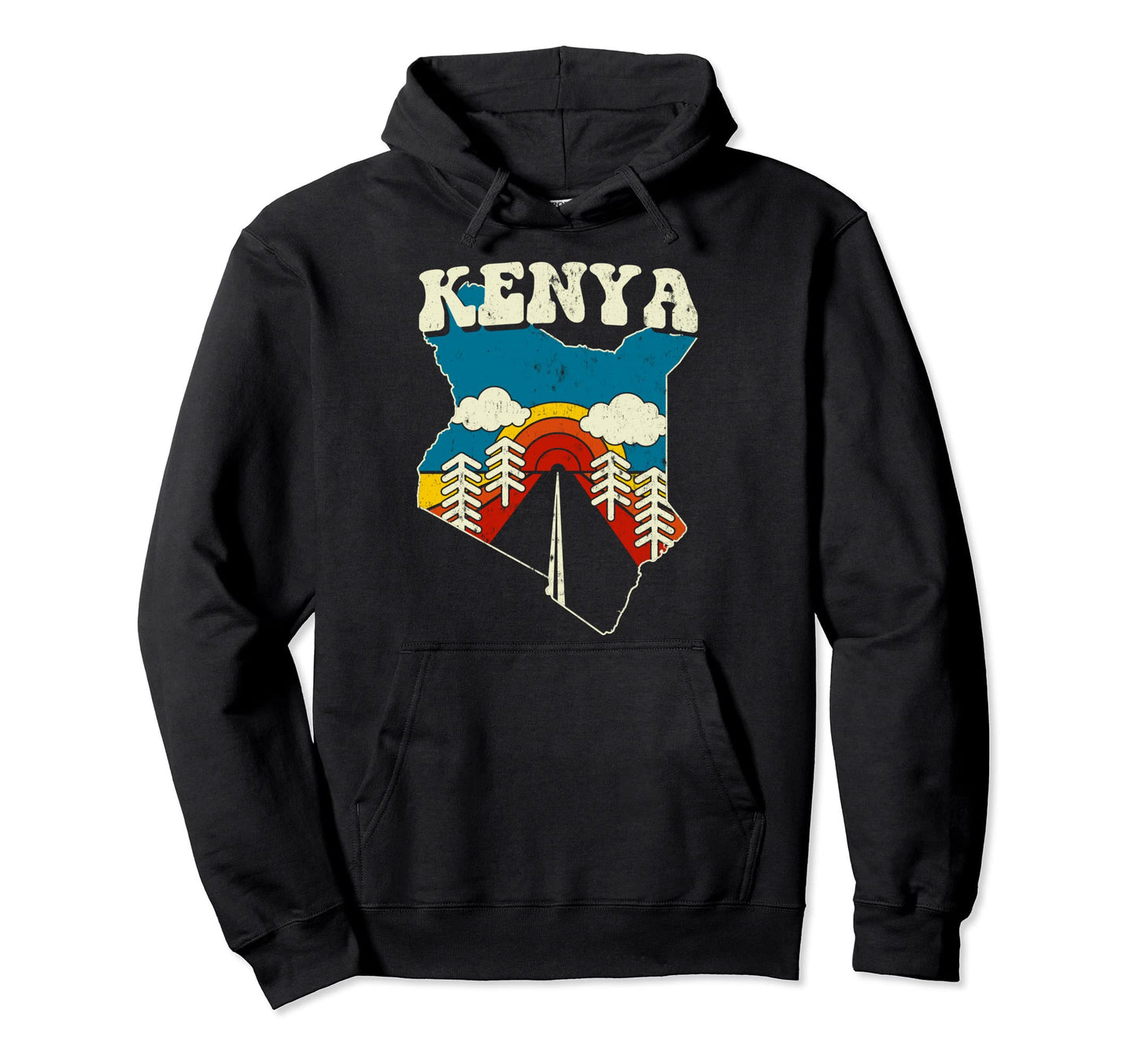 Kenya Kenyan Country Rainbow 70S Map Hoodie - Minimalist Print Unisex - T-Shirt, Sweatshirt, Hoodie
