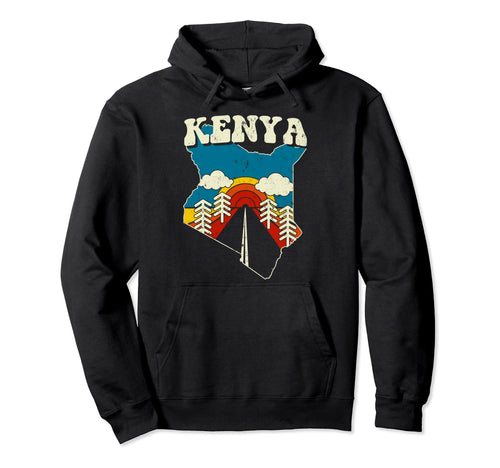 Kenya Kenyan Country Rainbow 70S Map Hoodie - Minimalist Print Unisex - T-Shirt, Sweatshirt, Hoodie
