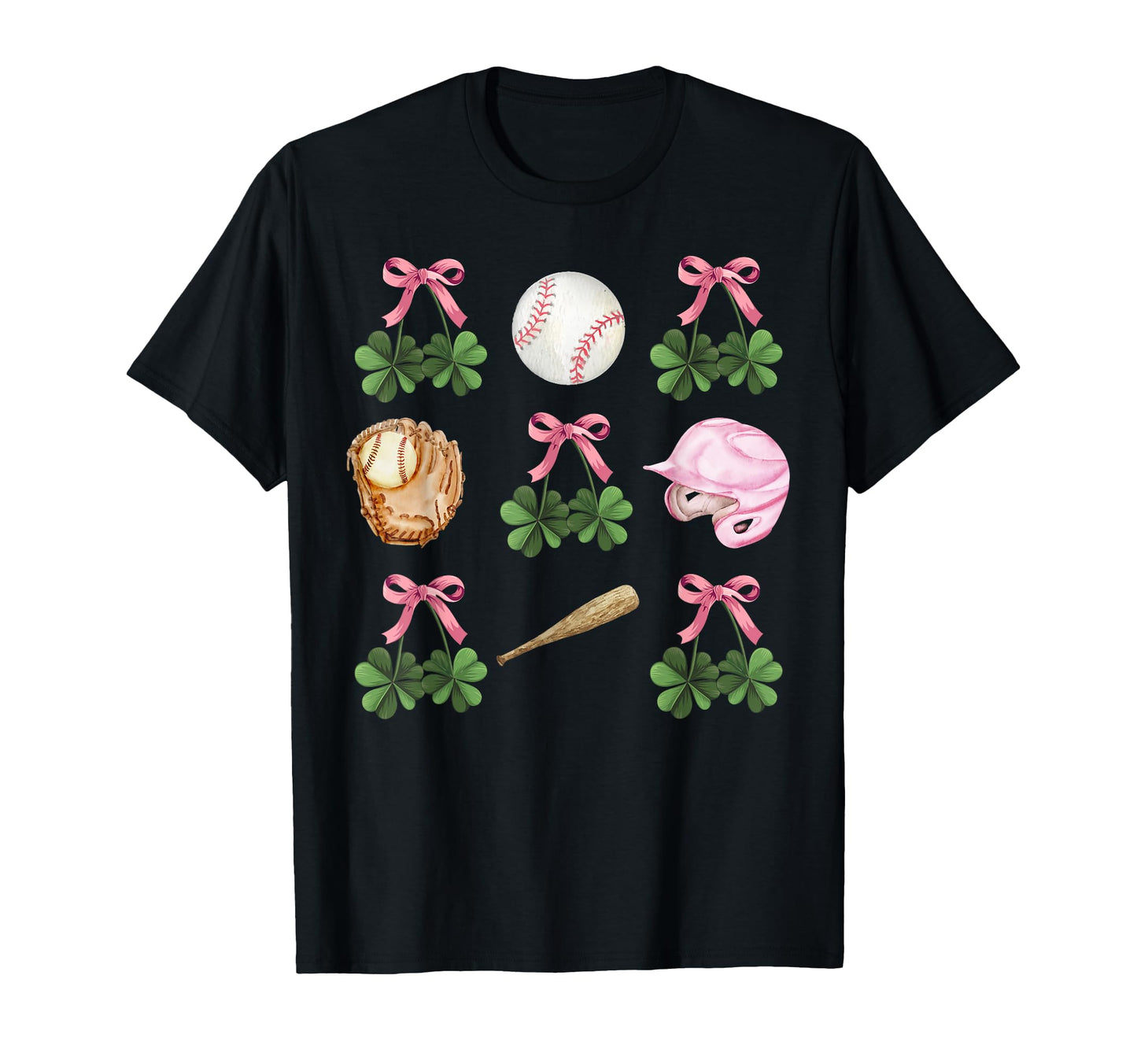 Coquette Baseball And Shamrock St T-Shirt - Minimalist Print for Adults - T-Shirt, Sweatshirt, Hoodie