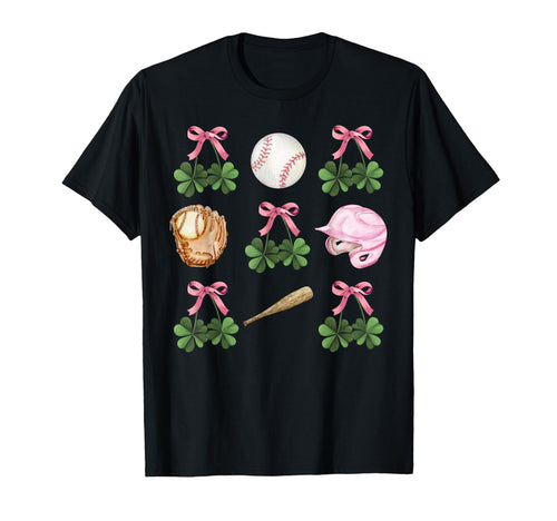 Coquette Baseball And Shamrock St T-Shirt - Minimalist Print for Adults - T-Shirt, Sweatshirt, Hoodie