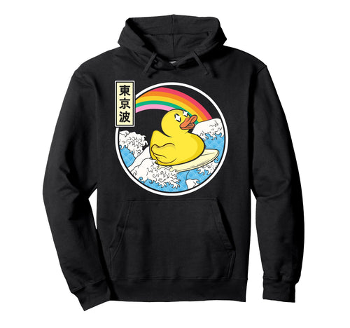 Surfing Rubber Duck Japanese Waves Hoodie - Unique Graphic Men Women - T-Shirt, Sweatshirt, Hoodie