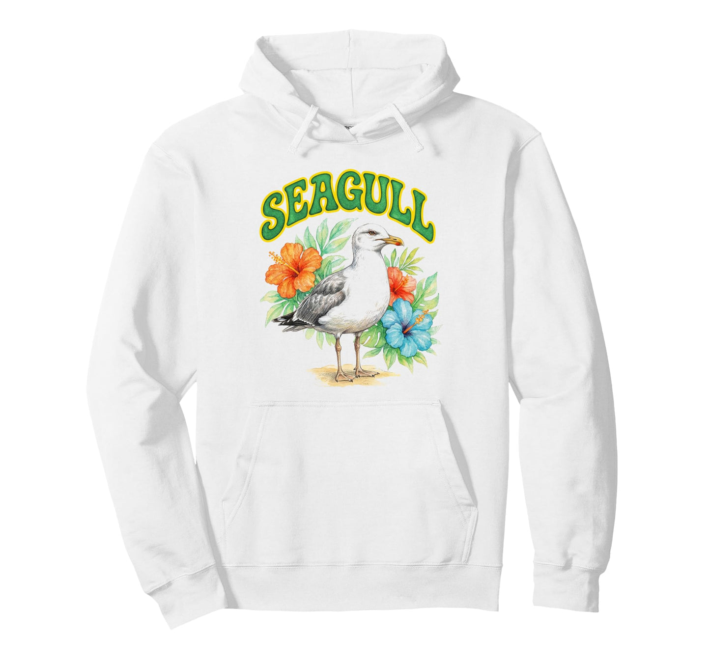 Seagull Groovy Floral Seagull Watercolor Hoodie - Graphic Print Men Women - T-Shirt, Sweatshirt, Hoodie