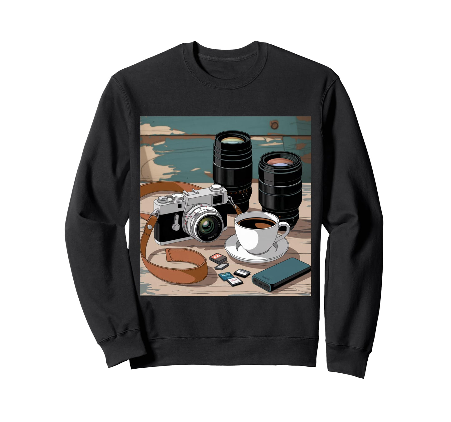 Film Camera And Coffee Lover Sweatshirt - Custom Art Print for Adults - T-Shirt, Sweatshirt, Hoodie