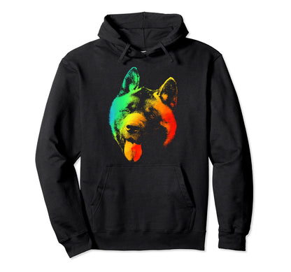 American Akita Colorful Rainbow Hoodie - Graphic Print for Adults - T-Shirt, Sweatshirt, Hoodie