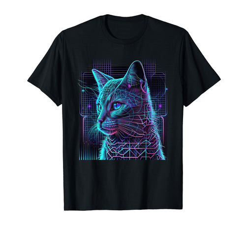 Vaporwave Aesthetic Futurism Cat T-Shirt - Trendy Graphic Unisex - T-Shirt, Sweatshirt, Hoodie