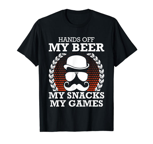 Hands Off My Beer Snacks And Games T-Shirt - Minimalist Print Unisex - T-Shirt, Sweatshirt, Hoodie