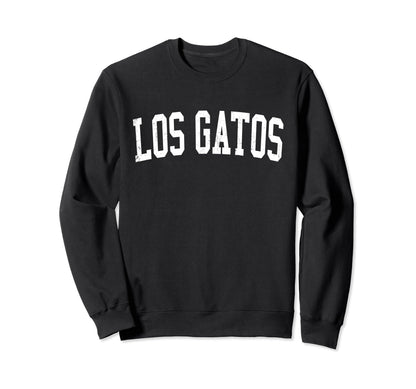 Los Gatos Ca Distressed White Varsity Sweatshirt - Trendy Graphic Unisex - T-Shirt, Sweatshirt, Hoodie