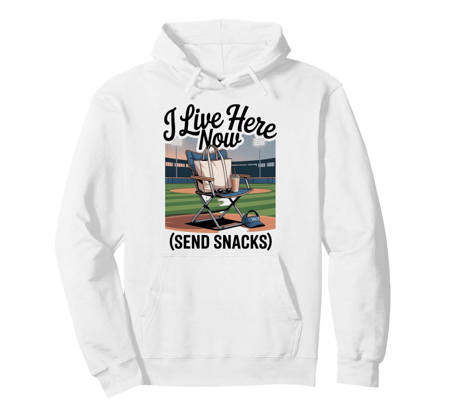 I Live Here Now Baseball Season Mom Hoodie - Fun Novelty Design Unisex - T-Shirt, Sweatshirt, Hoodie