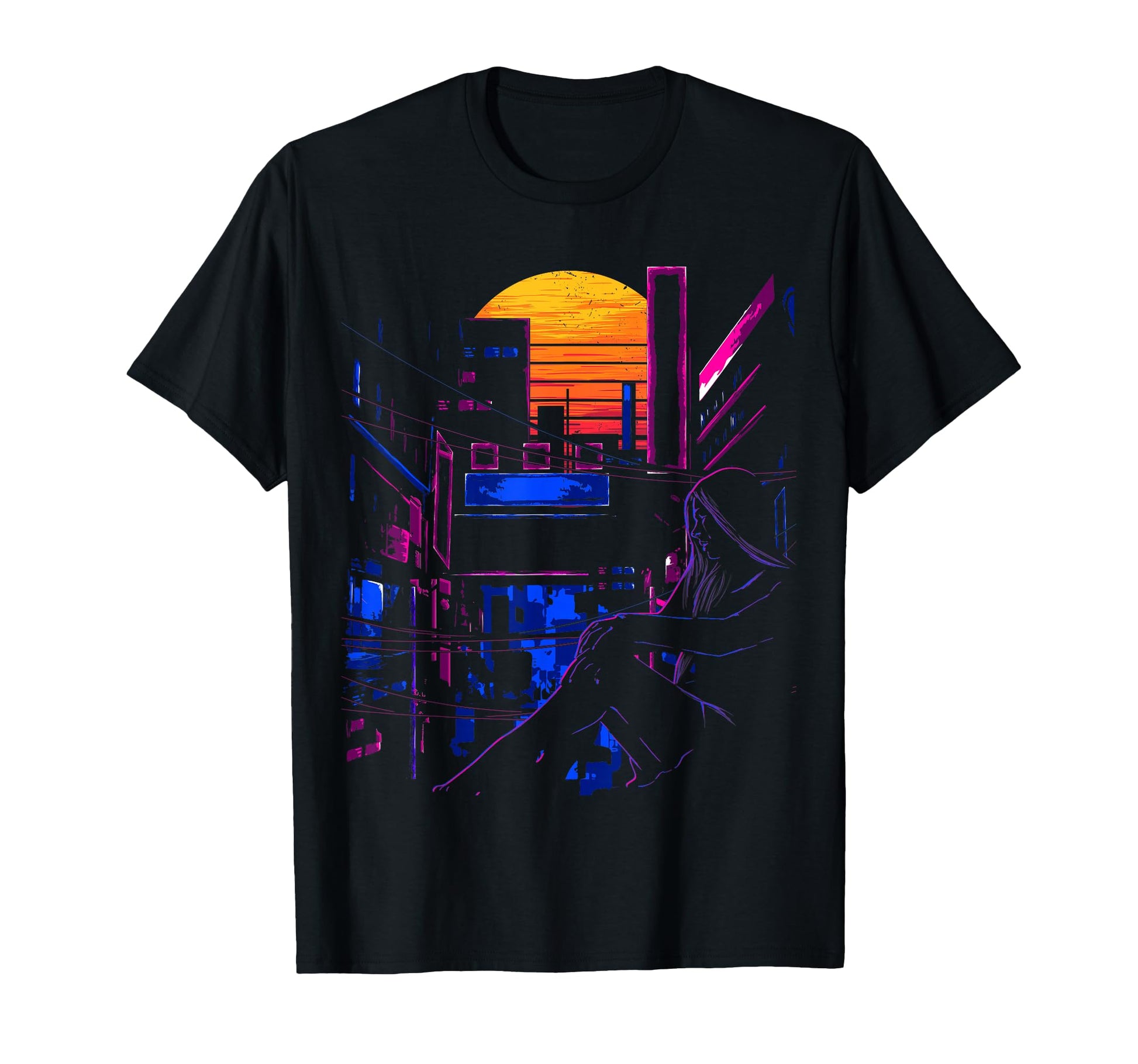 Aesthetic Japanese Anime Vaporwave T-Shirt - Fun Novelty Design for Adults - T-Shirt, Sweatshirt, Hoodie