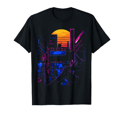 Aesthetic Japanese Anime Vaporwave T-Shirt - Fun Novelty Design for Adults - T-Shirt, Sweatshirt, Hoodie