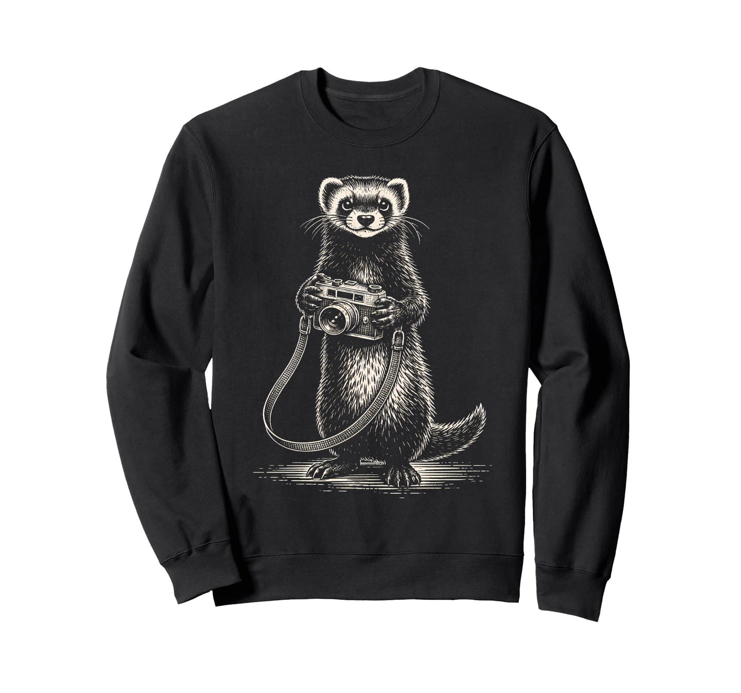 Ferret Photographer Camera Sweatshirt - Casual Everyday Wear Unisex - T-Shirt, Sweatshirt, Hoodie
