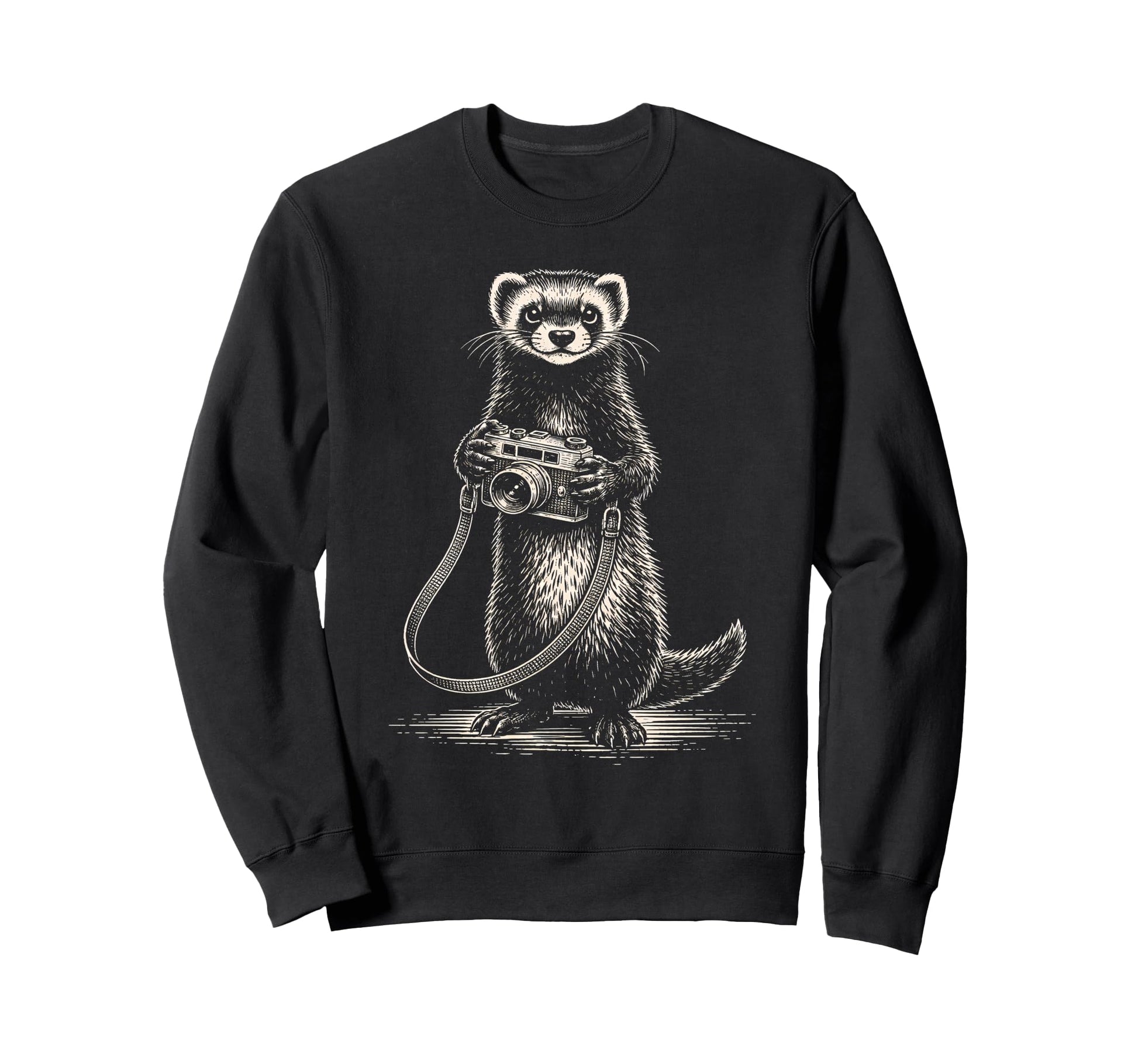 Ferret Photographer Camera Sweatshirt - Casual Everyday Wear Unisex - T-Shirt, Sweatshirt, Hoodie