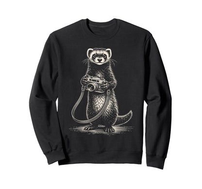 Ferret Photographer Camera Sweatshirt - Casual Everyday Wear Unisex - T-Shirt, Sweatshirt, Hoodie