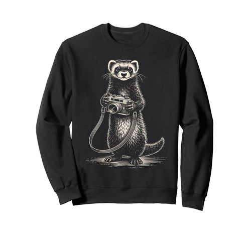 Ferret Photographer Camera Sweatshirt - Casual Everyday Wear Unisex - T-Shirt, Sweatshirt, Hoodie