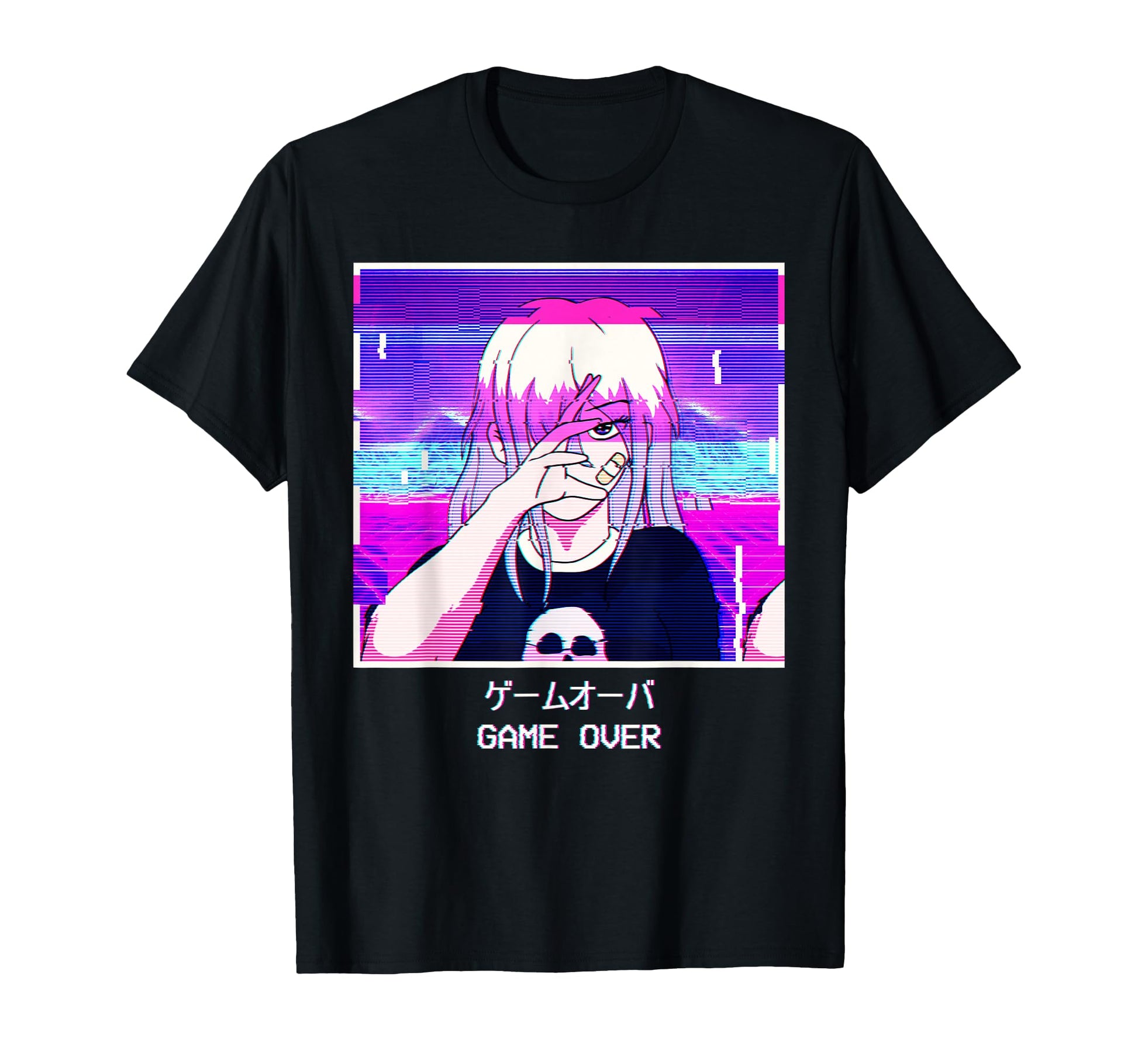 Anime Game Over Japanese Vaporwave T-Shirt - Custom Art Print for Adults - T-Shirt, Sweatshirt, Hoodie