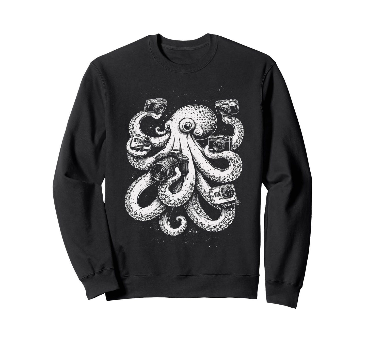 Octopus Photographer Camera Art Sweatshirt - Minimalist Print Unisex - T-Shirt, Sweatshirt, Hoodie