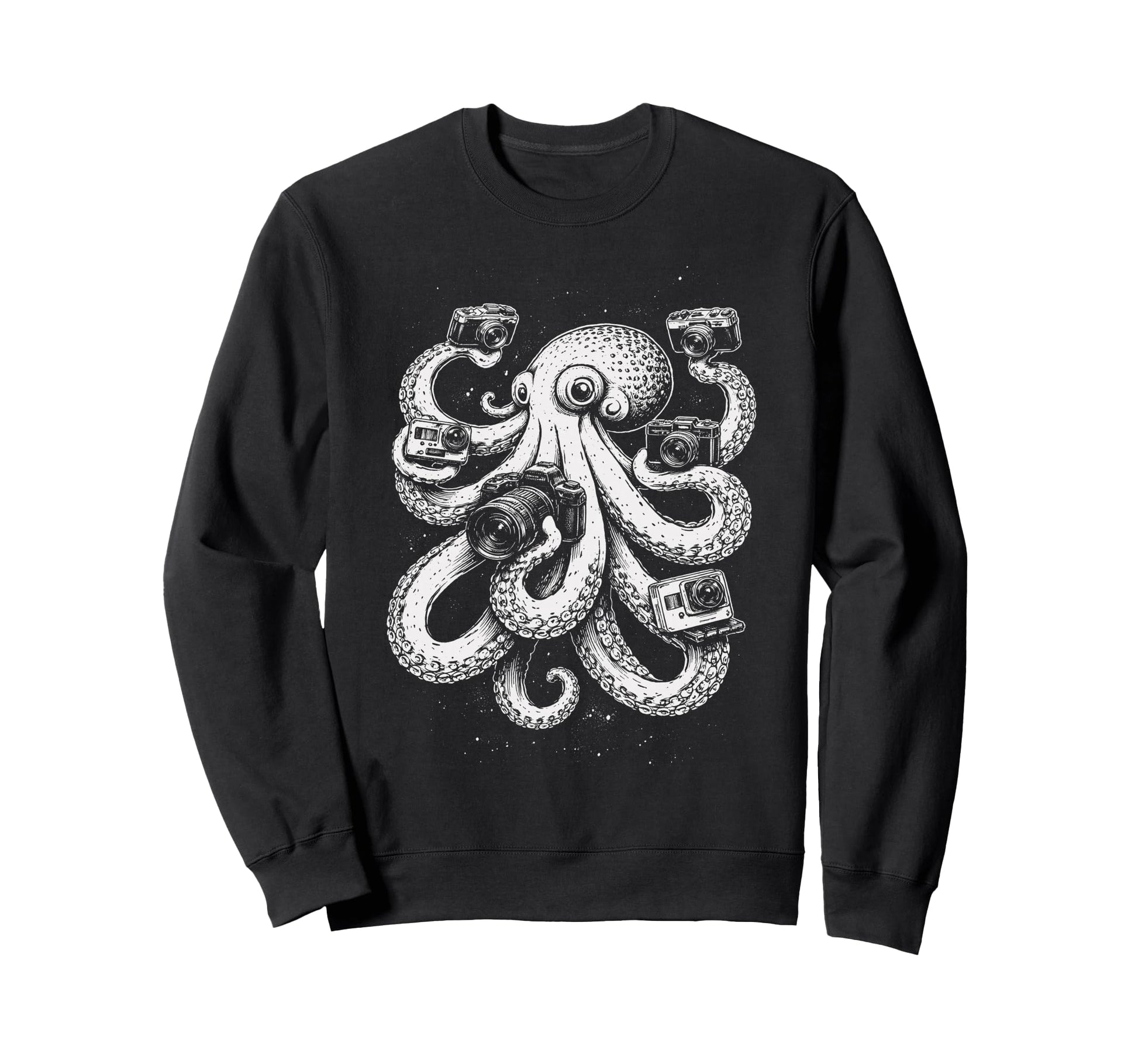 Octopus Photographer Camera Art Sweatshirt - Minimalist Print Unisex - T-Shirt, Sweatshirt, Hoodie