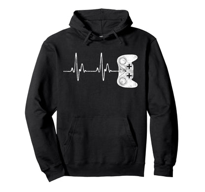 Gamer Heartbeat Video Game Lover Gift Hoodie - Fun Novelty Design Unisex - T-Shirt, Sweatshirt, Hoodie