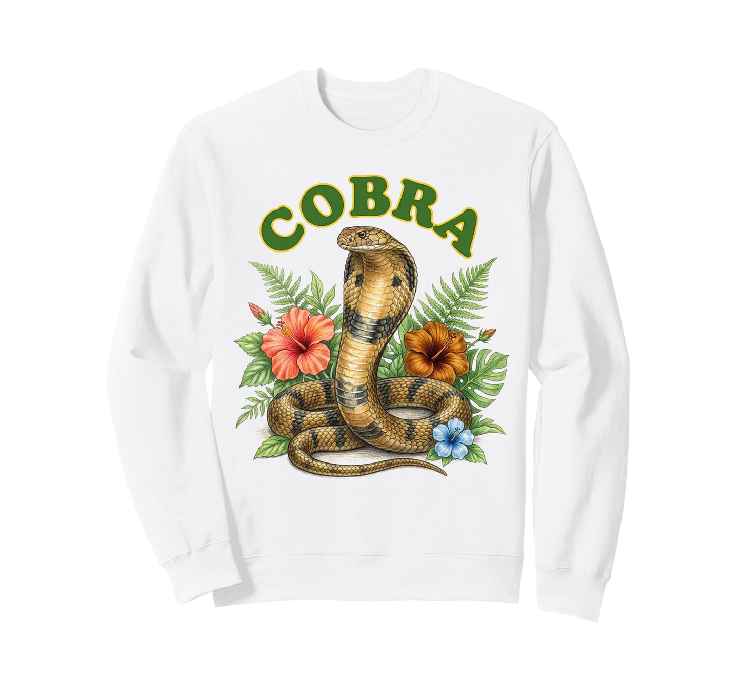 Cobra Groovy Floral Cobra Watercolor Sweatshirt - Graphic Print Men Women - T-Shirt, Sweatshirt, Hoodie