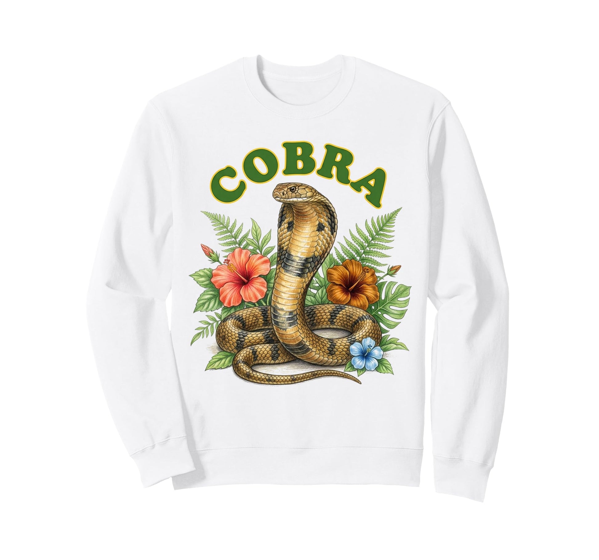 Cobra Groovy Floral Cobra Watercolor Sweatshirt - Graphic Print Men Women - T-Shirt, Sweatshirt, Hoodie