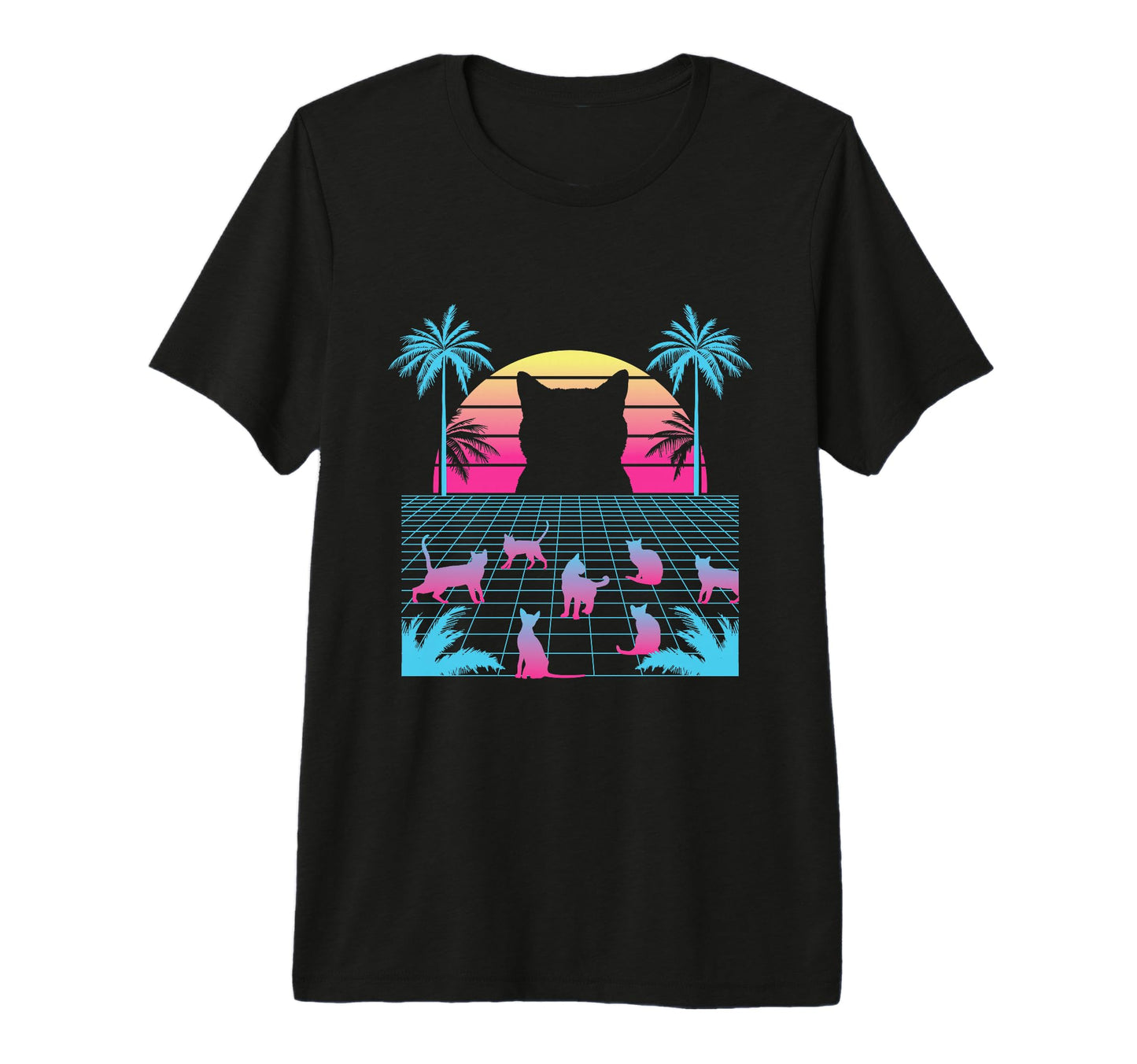 Vaporwave Cat Aesthetic Egirl Eboy T-Shirt - Custom Art Print Men Women - T-Shirt, Sweatshirt, Hoodie