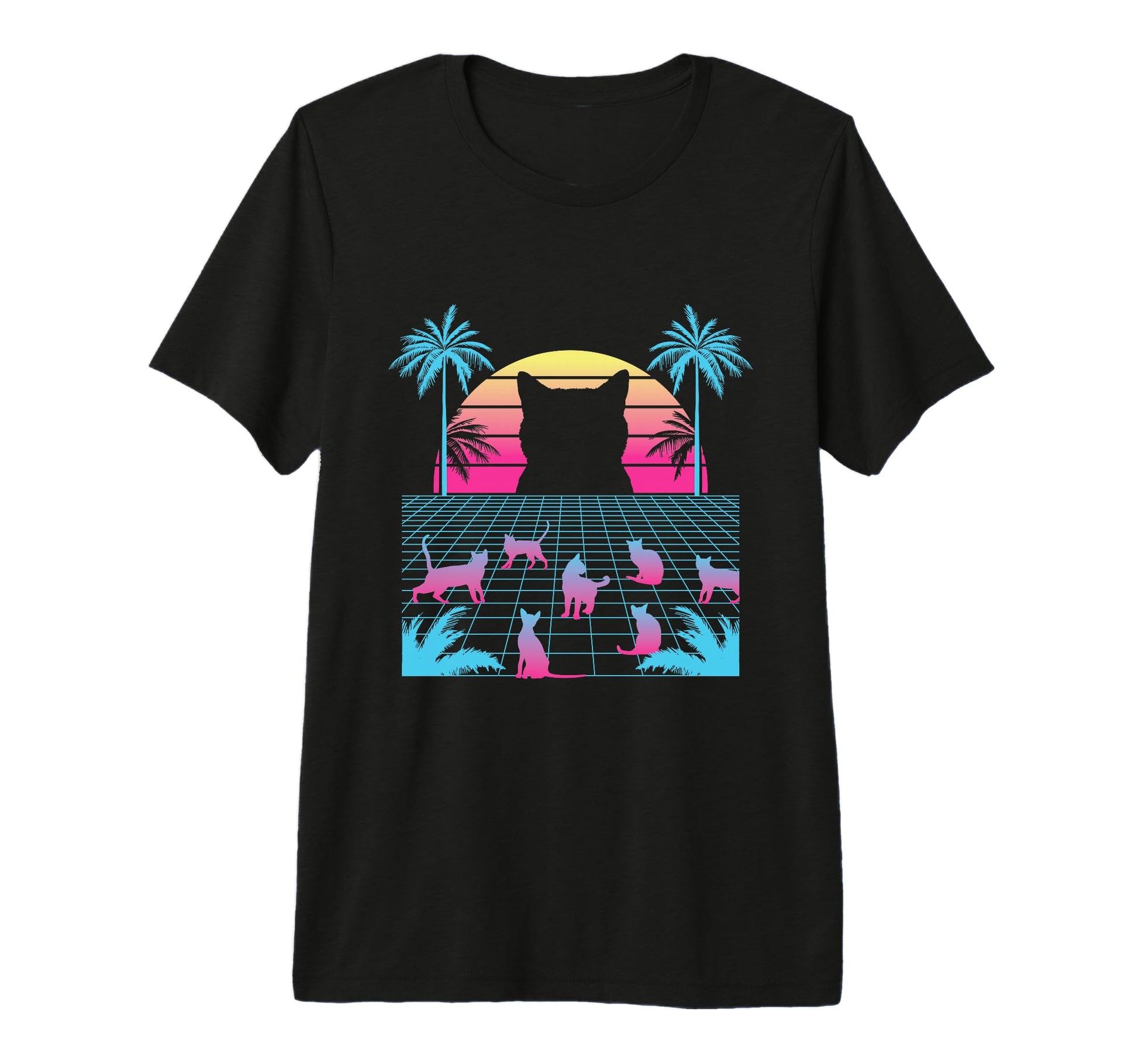 Vaporwave Cat Aesthetic Egirl Eboy T-Shirt - Custom Art Print Men Women - T-Shirt, Sweatshirt, Hoodie
