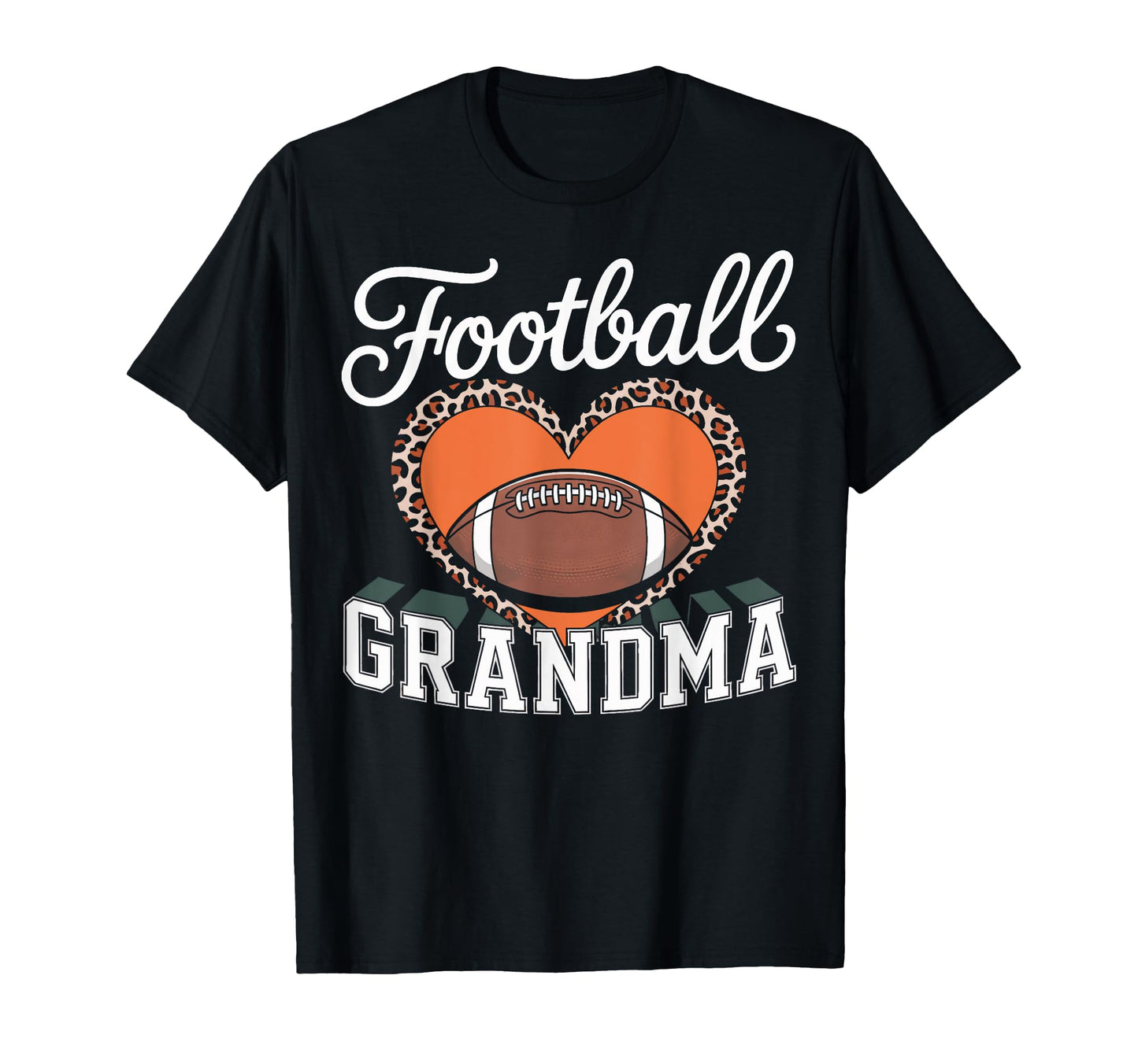 Football Grandma Heart Leopard Soccer Mom T-Shirt - Unique Graphic Unisex - T-Shirt, Sweatshirt, Hoodie