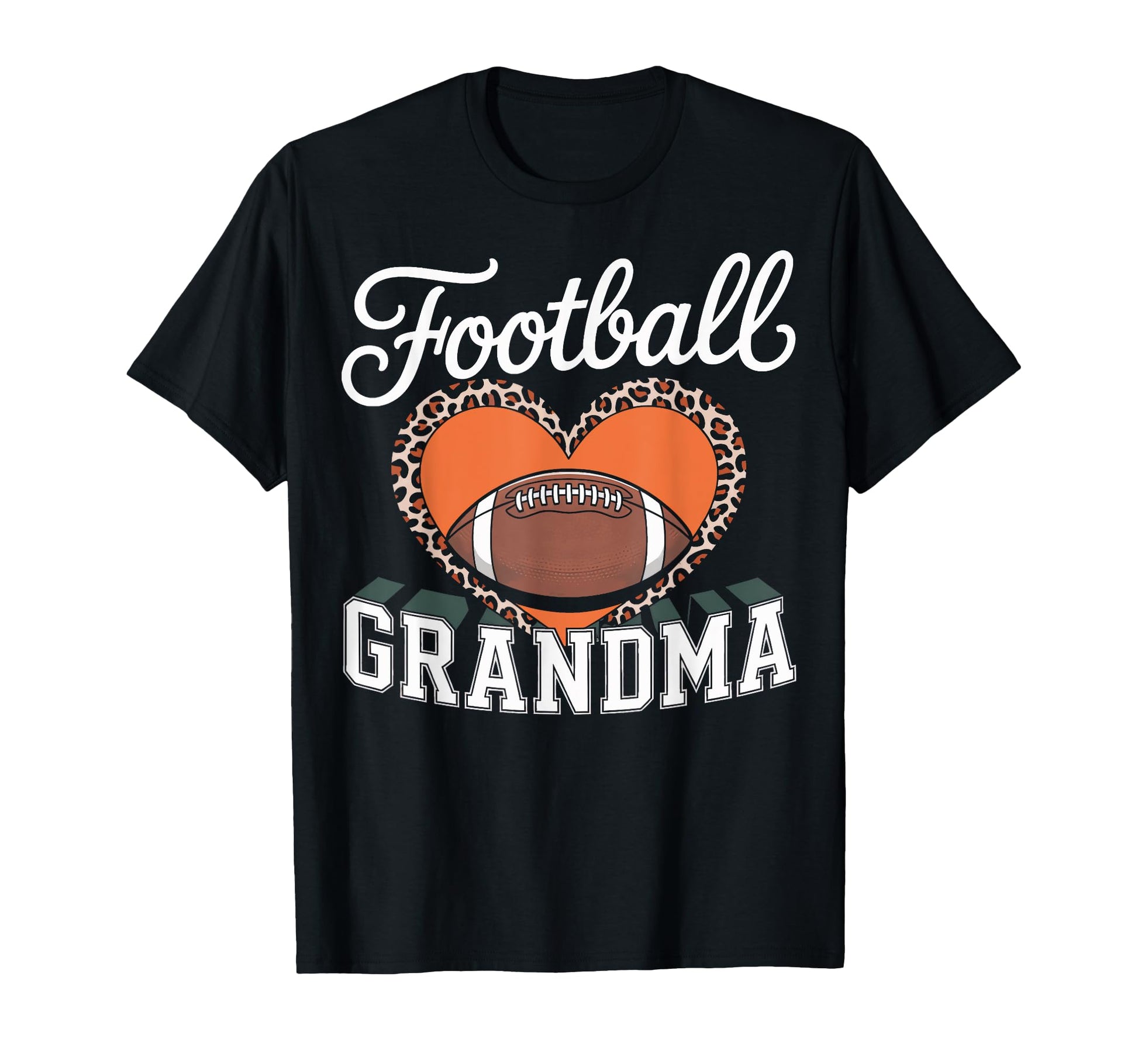 Football Grandma Heart Leopard Soccer Mom T-Shirt - Unique Graphic Unisex - T-Shirt, Sweatshirt, Hoodie
