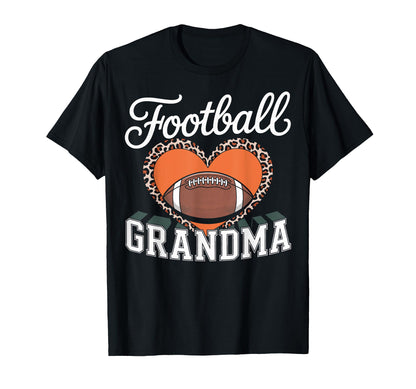 Football Grandma Heart Leopard Soccer Mom T-Shirt - Unique Graphic Unisex - T-Shirt, Sweatshirt, Hoodie