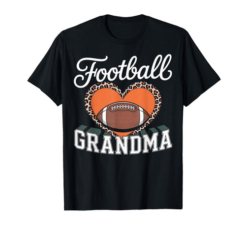 Football Grandma Heart Leopard Soccer Mom T-Shirt - Unique Graphic Unisex - T-Shirt, Sweatshirt, Hoodie