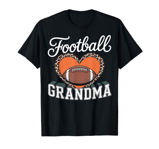 Football Grandma Heart Leopard Soccer Mom T-Shirt - Unique Graphic Unisex - T-Shirt, Sweatshirt, Hoodie