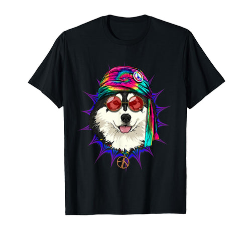 Tie Dye Hippie Alaskan Malamute T-Shirt - Minimalist Print Unisex - T-Shirt, Sweatshirt, Hoodie