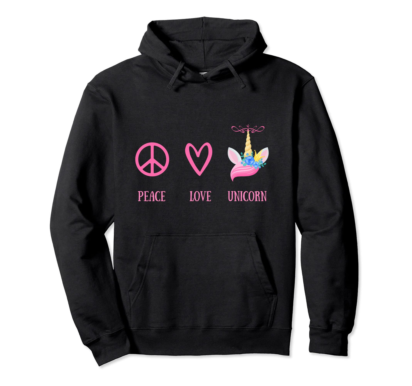 Peace Love Unicorns Unicorn Hoodie - Aesthetic Graphic for Adults - T-Shirt, Sweatshirt, Hoodie